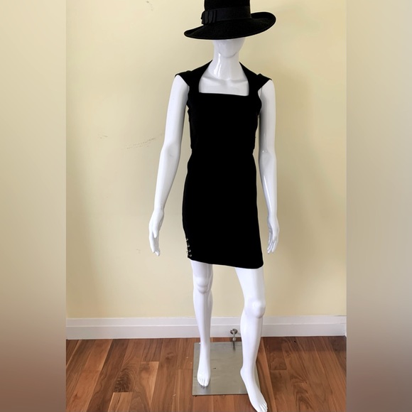 Maje black mini dress with wide straps and sexy cut-out at its back Maje Size 1 - Picture 2 of 16